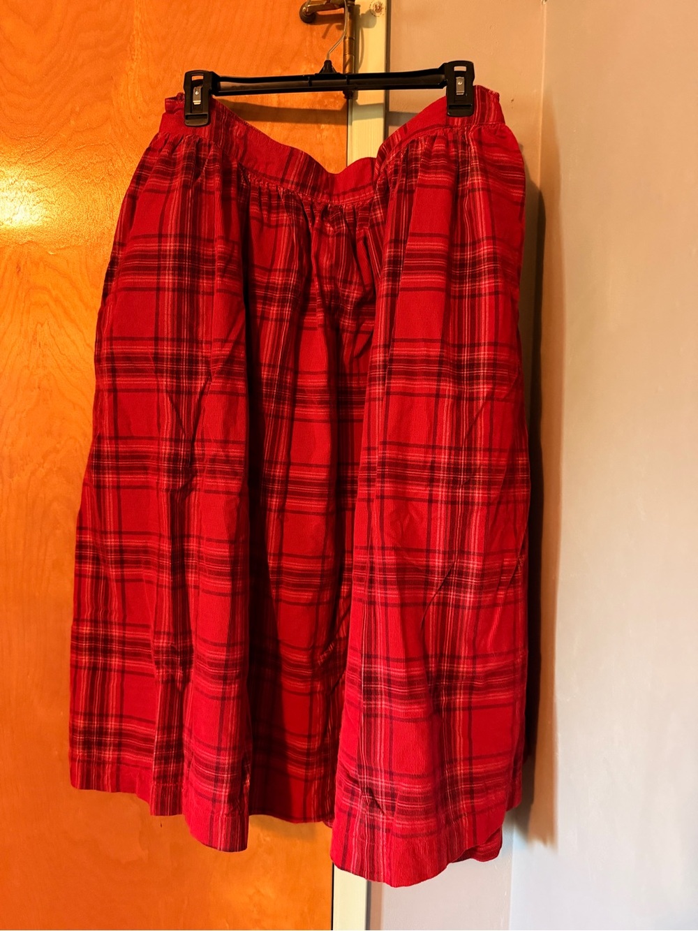 St. John’s Bay Red Plaid Corduroy Women's Skirt - Classic Full Skirt